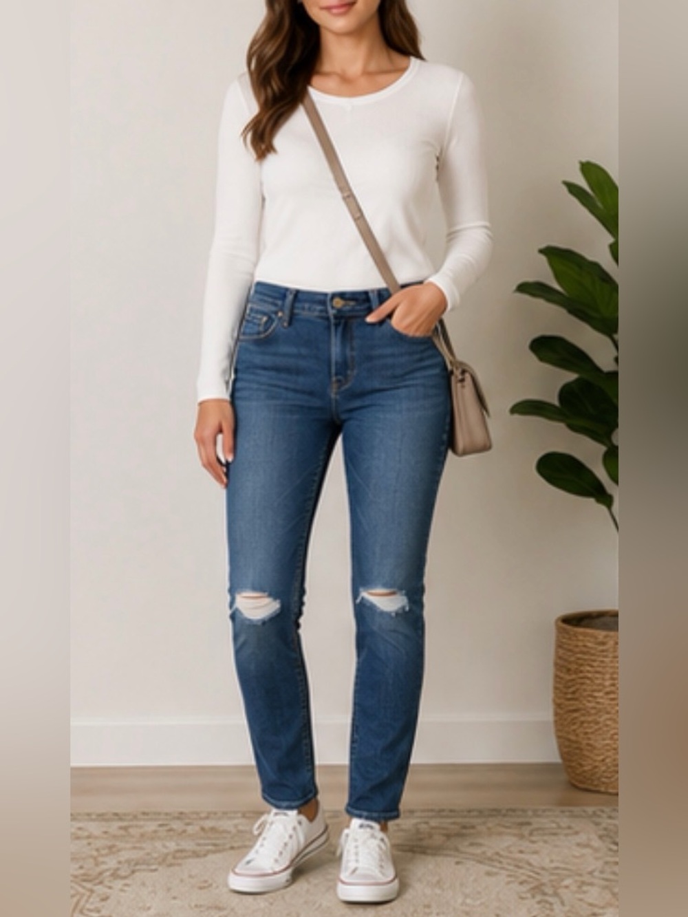 PAIGE Distressed Medium Dark Wash Jeans Size 29